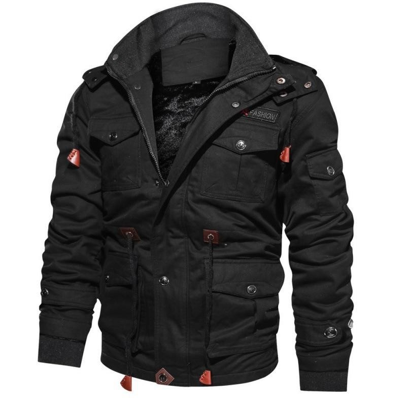 Men's Waterproof Shearling Sheepskin Coat with Thick Lapel Western Style Cotton Filled Work Biker Motorcycle Leather Jackets