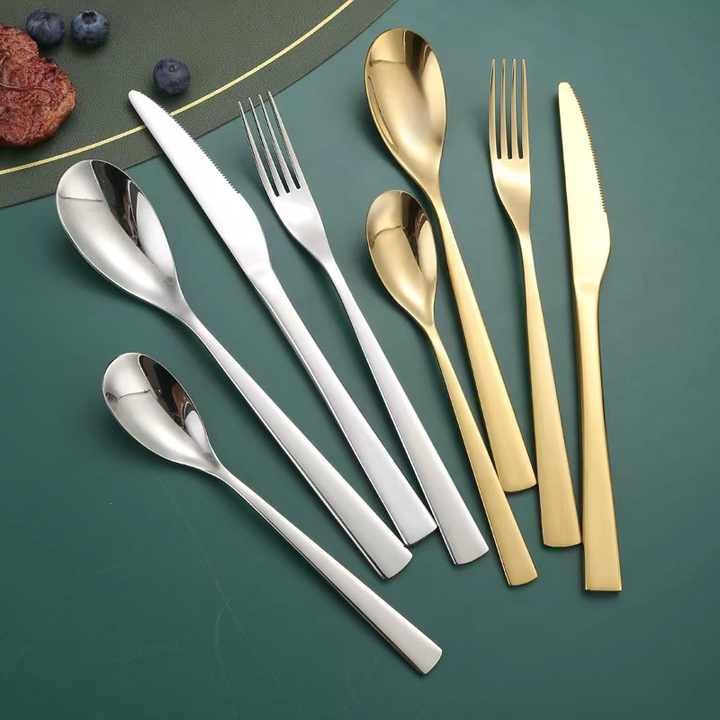 Dishwasher Safe Talheres Stainless Steel Silverware Cutlery Set Flatware Dinner Tableware